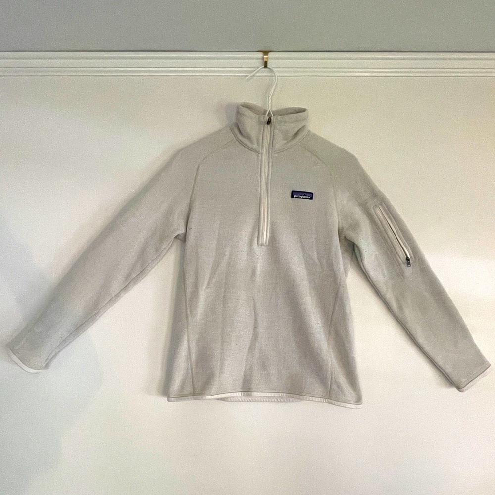 Patagonia Better Sweater Women Small Oyster White Fleece Quarter-Zip Collared